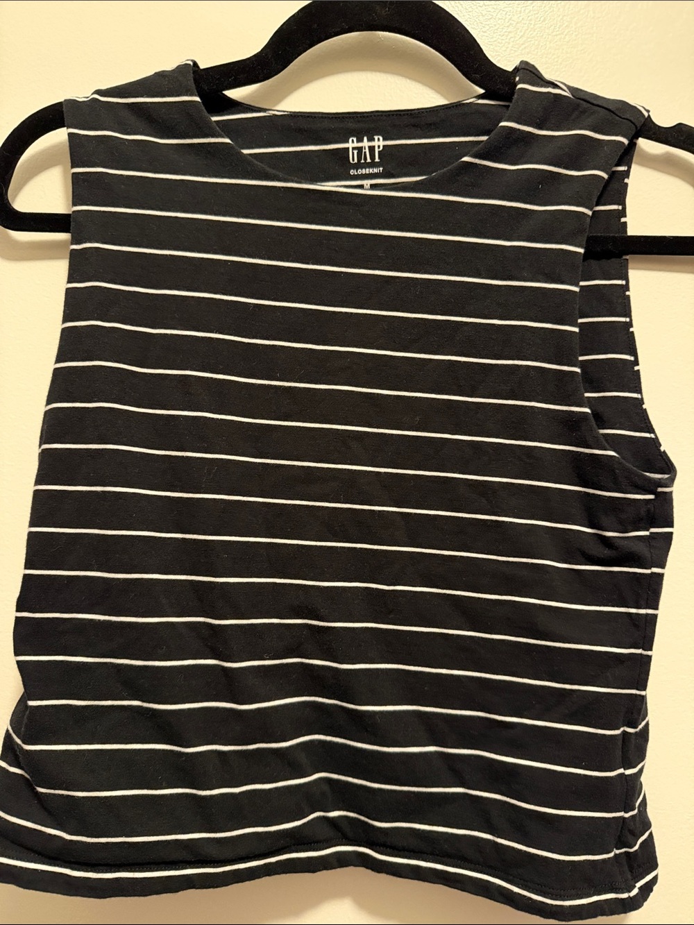 GAP Black and White Striped Sleeveless Tank